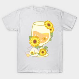 Yellow Sparkling Sunflower Herbal Tea in a Glass Goblet T-Shirt